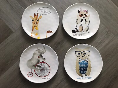 Pier One Imports Ironstone Dessert / Salad Plates Animals Novelty Animal Antics-image