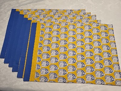6 ~ Pier One Imports Blue / yellow motif design placemats 13 x 19-image