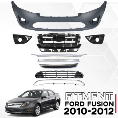 Fit For 2010-2012 Ford Fusion Front Bumper Cover Grille Assembly Kit Complete-image
