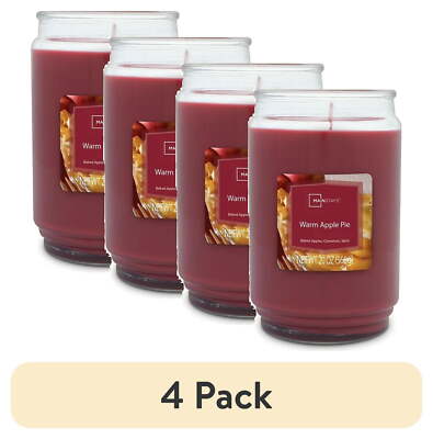(4 pack)Mainstays Warm Apple Pie Scented Single-Wick Large Glass Jar Candle,20oz-image