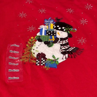 Holiday Charm Red Snowman Sweatshirt Christmas Festive Winter Pullover Medium-image