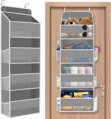 1 Pack Over The Door Organizer, Hanging Storage Organizer with 4-Tier, Grey -image