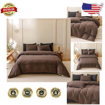 Machine Washable King Coffee Brown Comforter & Pillowcases - Stylish Comfort-image