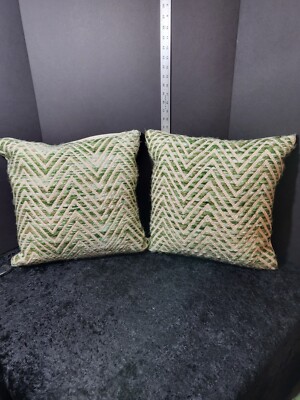 Pier 1 Imports Green & Beige Chevron Design throw pillows 17