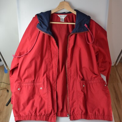VINTAGE Van Heusen Unisex Red Jacket/Windbreaker Blue Collar Size: M-Men L-Women-image