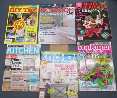 LOT x 6 Mixed Home / Gardening Theme Magazines DIY Vintage-image