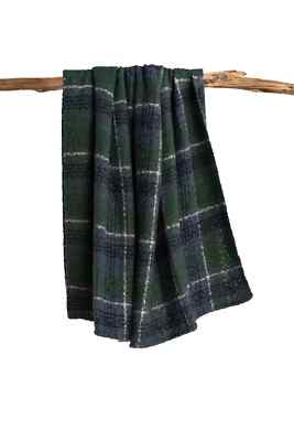 Gyal Bashy Cozy Recycled Plaid Throw Blanket Blue Plaid NEW $58-image