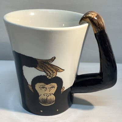 Pier 1 One Imports Monkey Chimpanzee 3D Arm Handle 16oz Coffee Tea Mug Cup-image