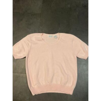 Jean Pierre Elegant Blush Pink Knit Sweater - Cozy Comfort Size M B-119-image