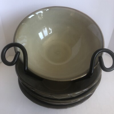 Pier 1 Reactive Geometric Spiral Design Soup Cereal Bowls 7 1/4