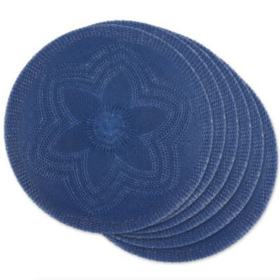 DESIGN IMPORTS POLYPROPYLENE ROUND WOVEN FRENCH BLUE PLACEMAT 15 