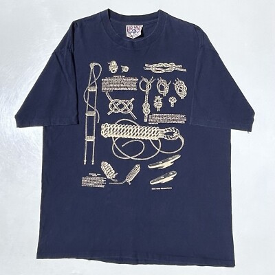 Vintage 90’s High Wind Productions Rope Tying Knot Graphic T Shirt Men’s Large-image