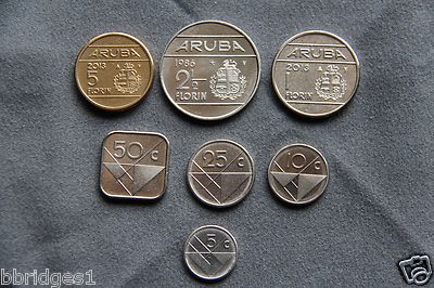 Aruba Complete 7 Coin Set - 5 10 25 50 Cent & 1 2.5 5 Florin - UNC-image