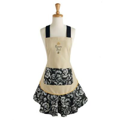 Design Imports Apron, Queen Bee Embroidered Ruffle Apron NEW-image