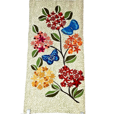 Pier 1 Table Runner Butterflies Embroidered Multicolor 13x69 inch Red Green Blue-image