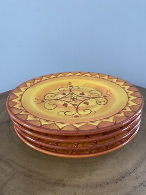 SET OF 4 - Pier 1 KARISTAN Earthenware Salad Plates Hand Painted 8.75
