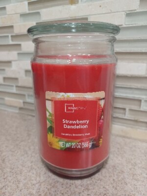 Mainstays Strawberry Dandelion Scented Large Candle Jar  Wick Essences 20oz-image