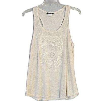 Cozy Casual Beige Owl Tank Top Women's 2XL-image