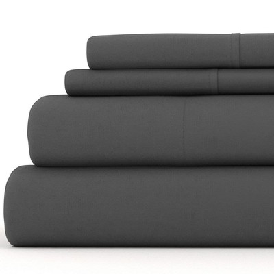 Becky Cameron Premium 4-Piece Gray Ultra Soft Flannel California King Sheet Set-image