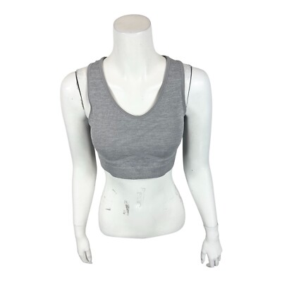 AnyBody Women's Rib Knit Seamless Cozy Lounge Bralette Heather Grey Medium Size-image