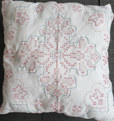 Flowers And Hearts Hand Embroidered  Pillow,  Comfort, Cozy Home, Bridal Decor -image