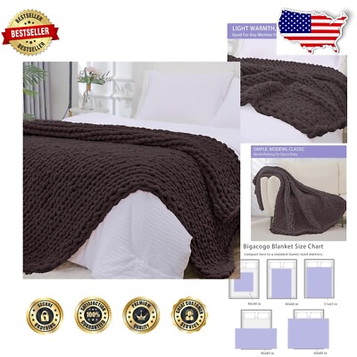 Artistic Hand Knitted Chunky Blanket, Lightweight 40x80 - Cozy Chenille Comfort-image