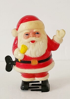 Vintage Christmas Wind up Santa Claus Walking Toy Hard Plastic 5