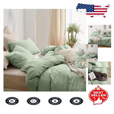 Sage Green Full Size Comforter Set - 3 Piece Soft Modern Bedding for All Seasons-image