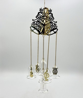 Vintage House Of Lloyd Glass & Brass Bell Wind Chime Christmas Mobil Instruments-image