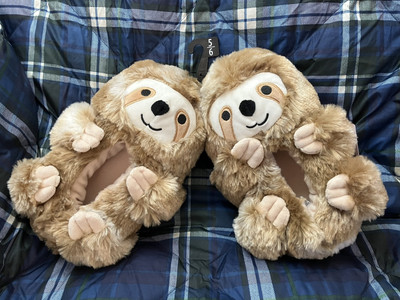 NWT Feetmoji size 5/6 Women's Sloth Slippers thick plush comfort cozy women-image