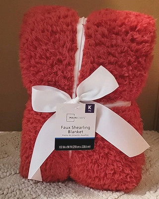 Mainstays Faux Shearling Blanket, RED King 102