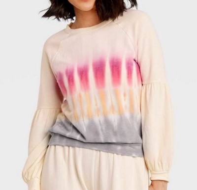 Knox Rose Tie Dye Soft Fleece Lined Soft Cozy Sweatshirt Bishop Sleeves Sz L-image