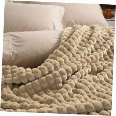  3D Clipped Fleece Blanket Queen Size for Bed-380GSM Super Queen(90