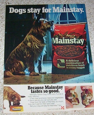 1980 print ad - Mainstay food cute shaggy dog Vintage Ralston Purina ADVERTISING-image