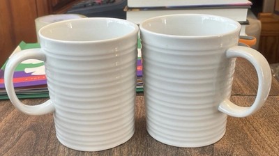 2 Vintage Better Homes & Garden Ceramic Stoneware EUC 16oz White Coffee Cup Mug-image