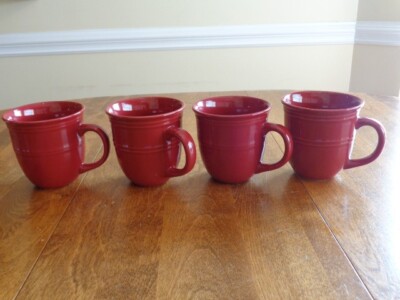 MAINSTAYS RED SEDONA MUGS LOT OF 4-image
