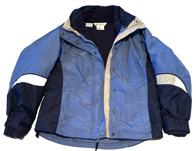 Vintage 1990s Women’s Columbia 3-in-1 Ski Jacket Medium Blue Navy Zip in Fleece-image