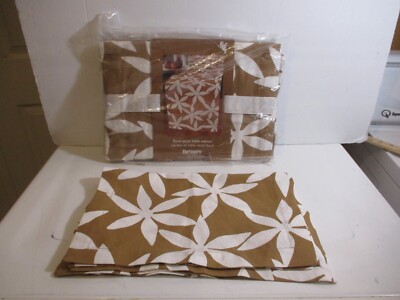 Pier 1 Table Runner - 4 Placemats 4 Napkins Light  Brown Floral Print NOS Sealed-image