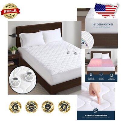 Cozy King Size Heated Mattress Pad with Deep Elastic Pocket - Dual Zone Options-image