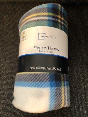 MAINSTAYS THROW HOLIDAY PLAID FLEECE THROW LIGHT WEIGHT BLANKET  50