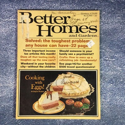 VTG Better Homes & Gardens Magazine March 1966 Egg Recipes Taxes Weekend Away-image