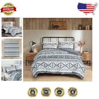 Cozy Lodge Style Southwestern Comforter Set - Twin Size, 100% Microfiber Fabric-image