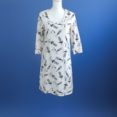 Soma Embraceable Cheers to Us White 3/4 Sleeve Knit Sleep Shirt Size Small-image