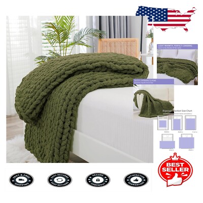 Cozy Hand-Knitted Chenille Blanket, 40