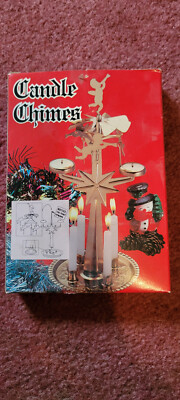 NIB Vintage Brass Candle Chimes With Candles-image