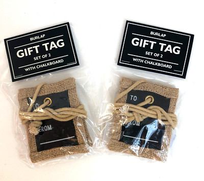 Design Imports Reusable Gift Tags Mini Burlap wrapped Chalkboards 2 Sets of 2 ea-image