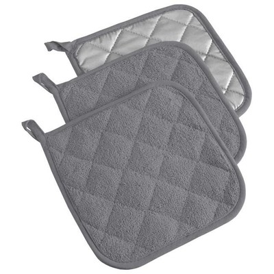 Design Imports CAMZ33946 Gray Terry Potholder - Set of 3-image