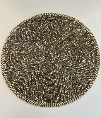 Vintage Pier 1 Imports Beaded Pearl Placemat 15”-image
