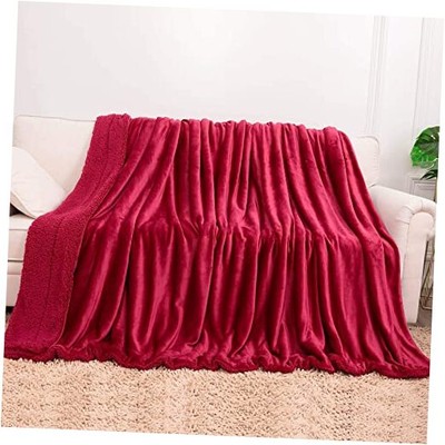  Sherpa Size Blanket,Soft Fuzzy Fleece Blanket,Warm King Wine Red Sherpa Color-image