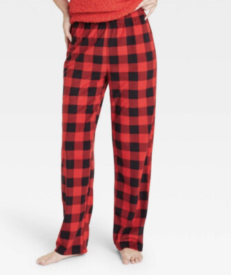 Women’s WonderShop Plus Size Fleece Pajama Pants Red Buffalo Check 3X-image